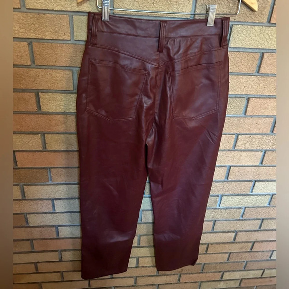 Madewell Perfect Vintage Straight Leg Jean Faux Leather Dark Red Size 26 - Picture 6 of 6